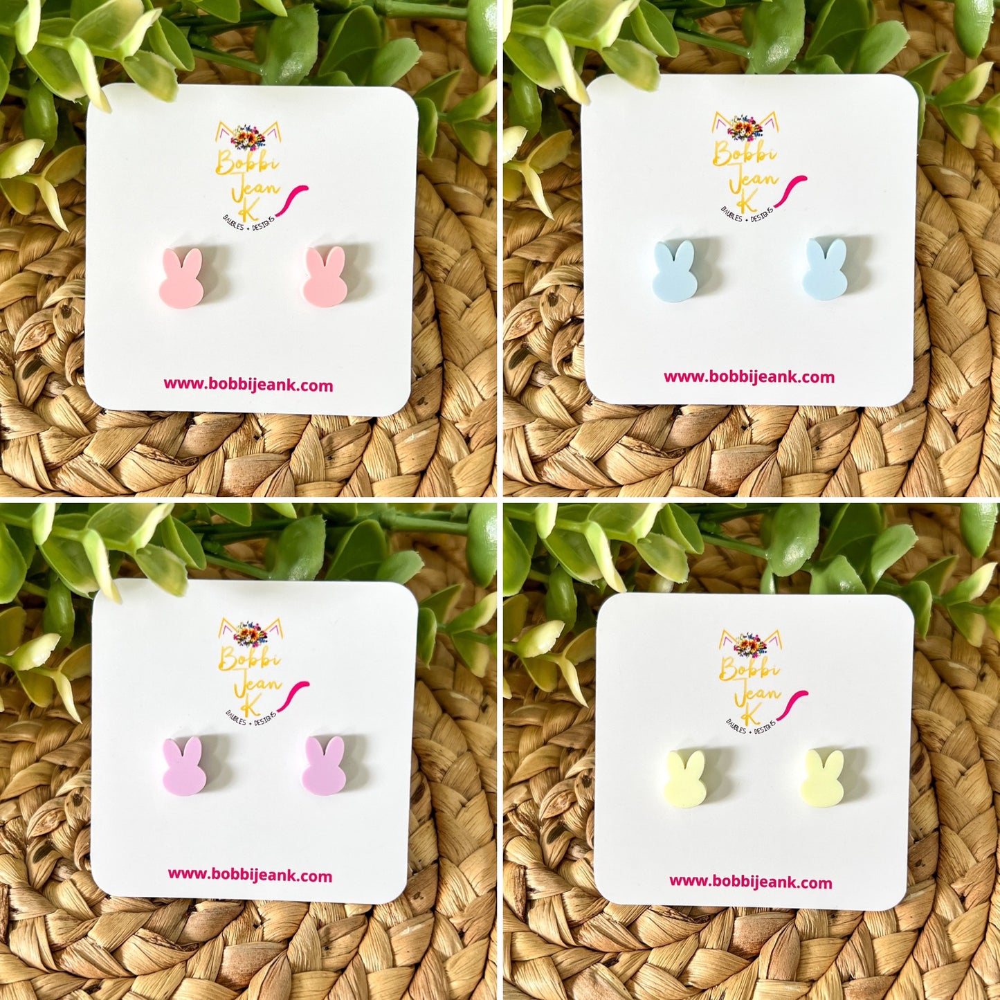 Mini Pastel Bunny Matte Acrylic Studs: Choose From 4 Colors