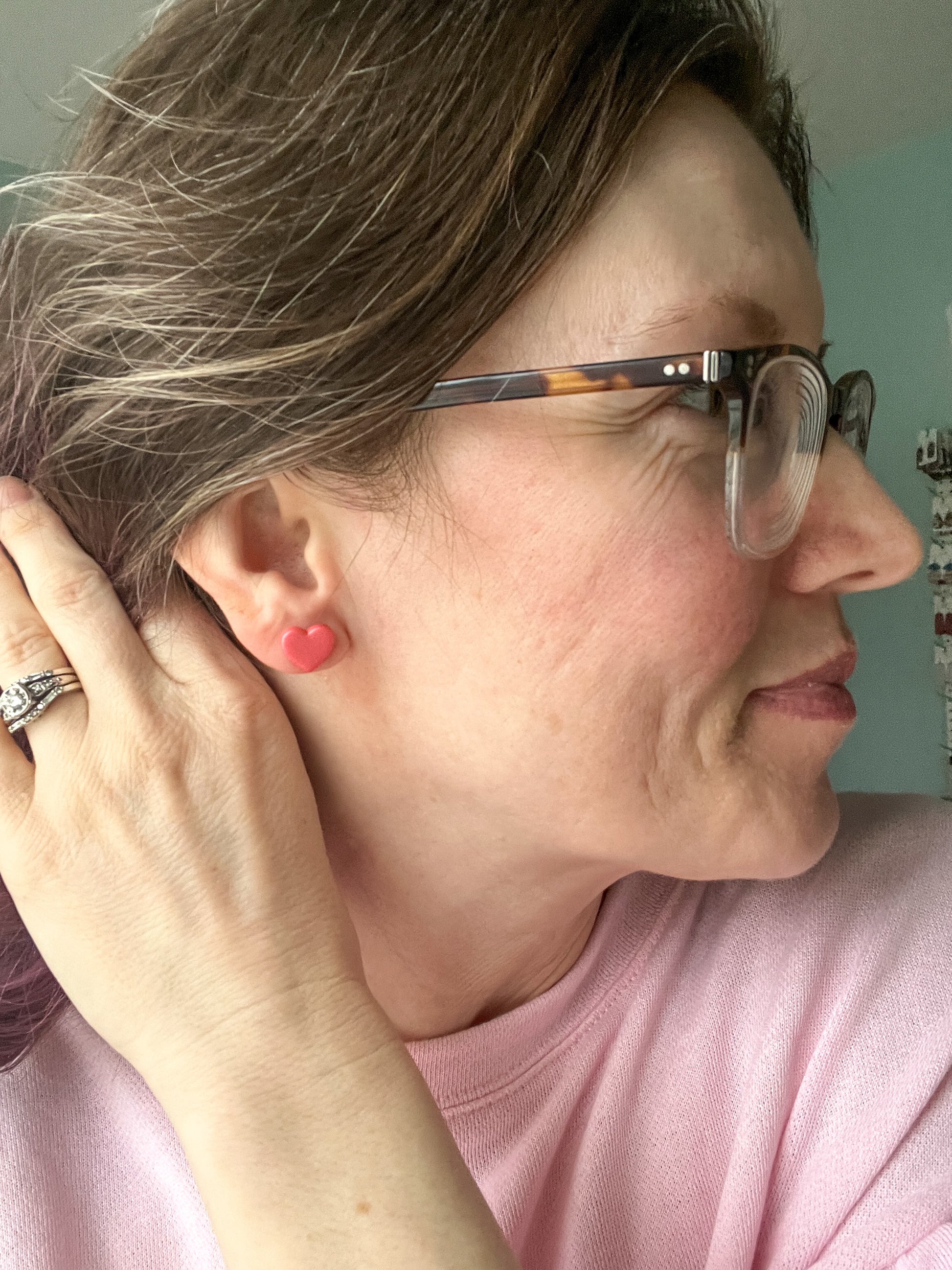 "Shimmer Sunset" Clay Heart Studs