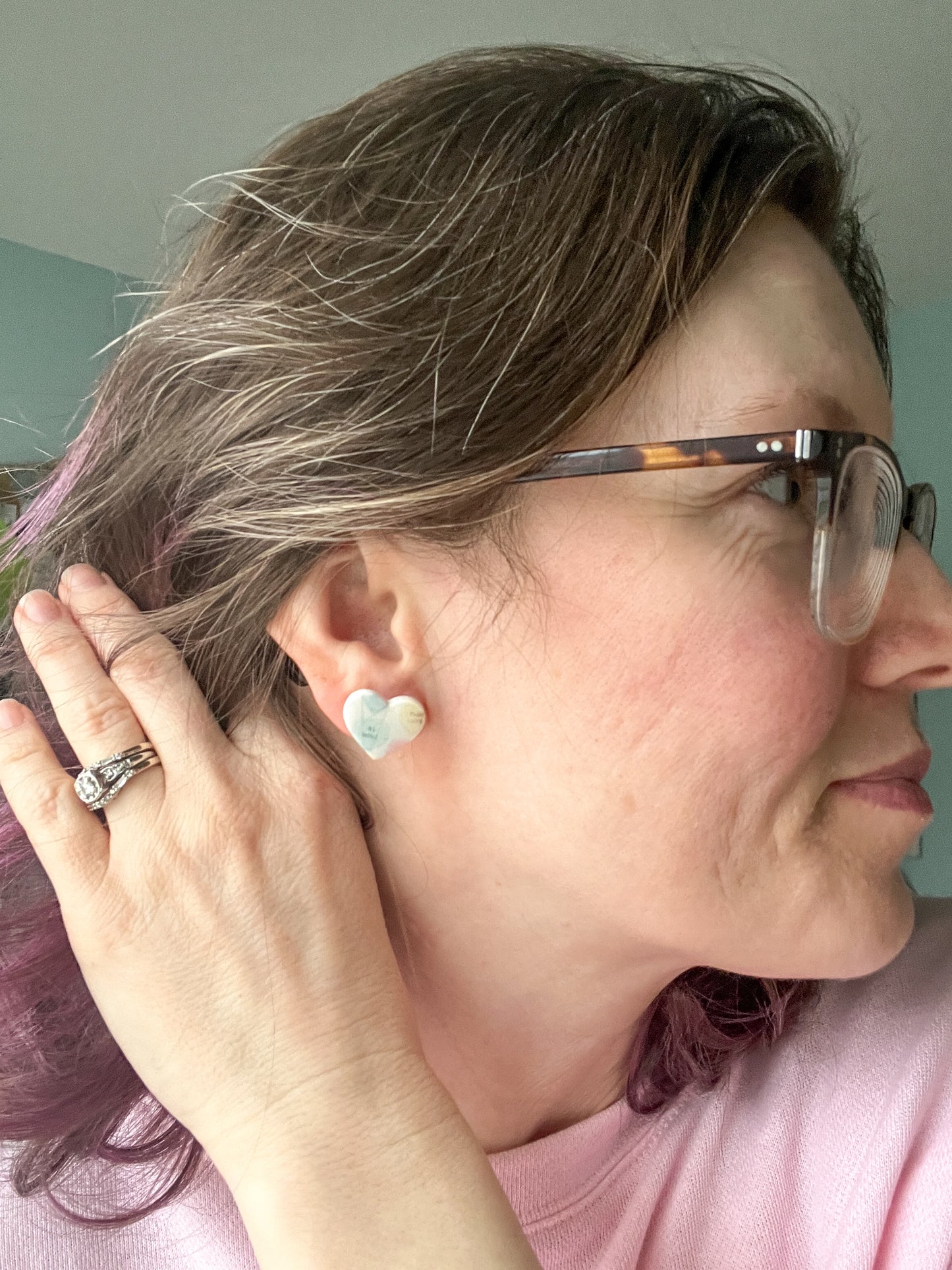 Vintage-Style Convo Heart Clay Studs