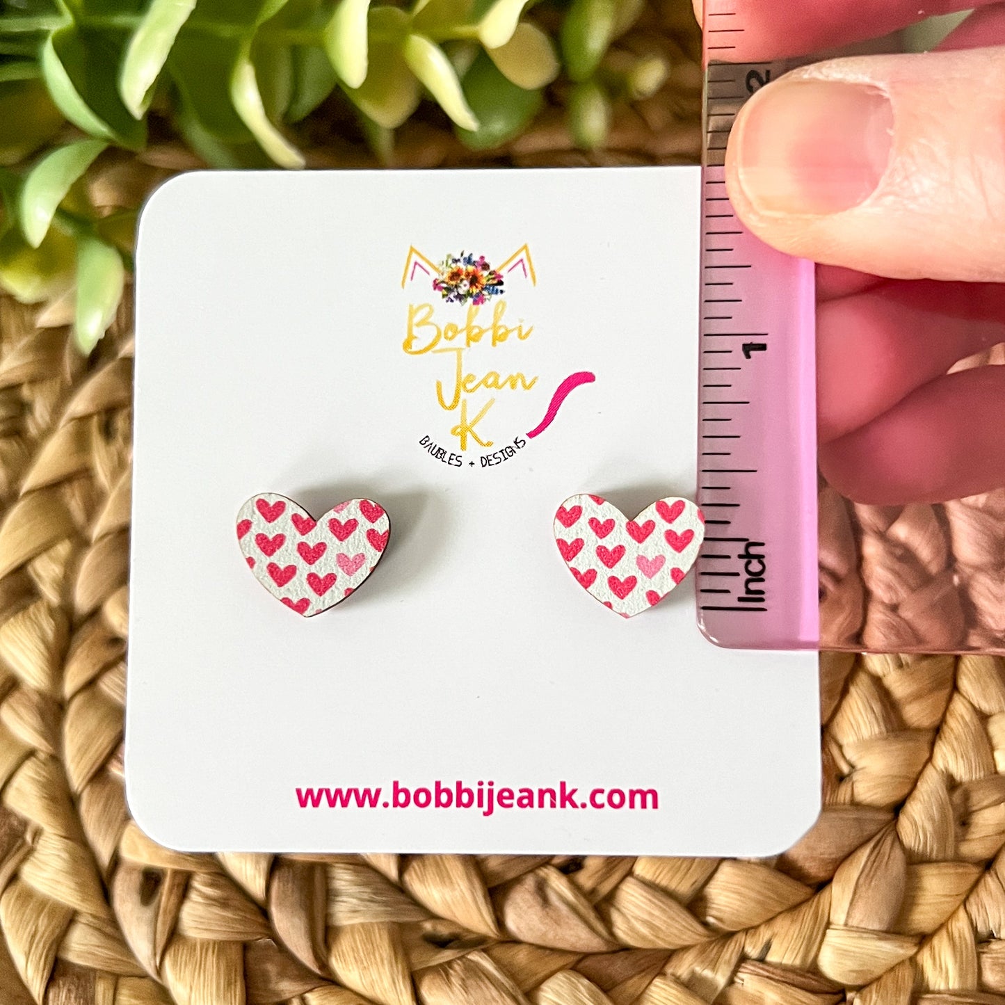 Mini Heart Wood Stud Earrings
