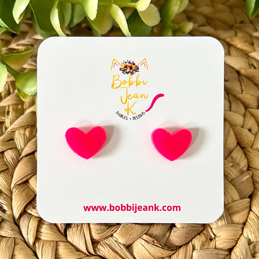 Pink Heart Acrylic Stud Earrings