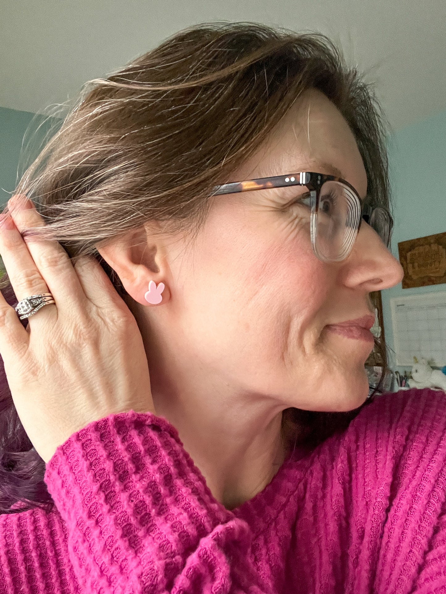 Mini Pastel Bunny Matte Acrylic Studs: Choose From 4 Colors