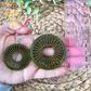 Sage Green Circle Cutout Dyed Wood Earrings - Choose From 2 Sizes