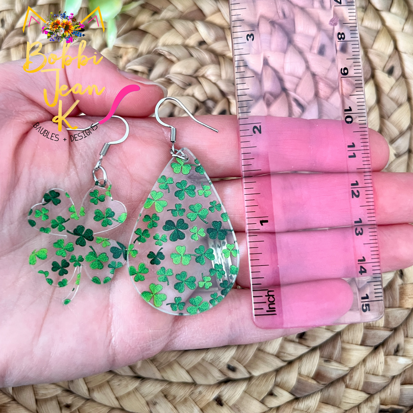 Scattered Clover Clear Acrylic Earrings: Choose From 2 Styles - LAST CHANCE