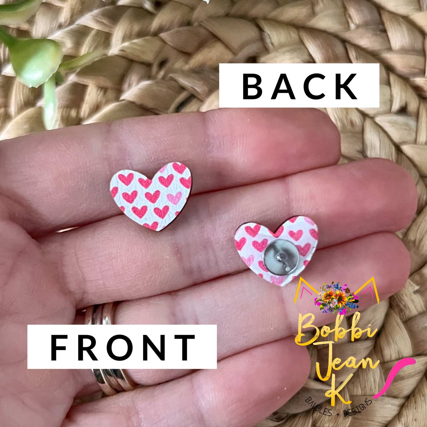 Mini Heart Wood Stud Earrings