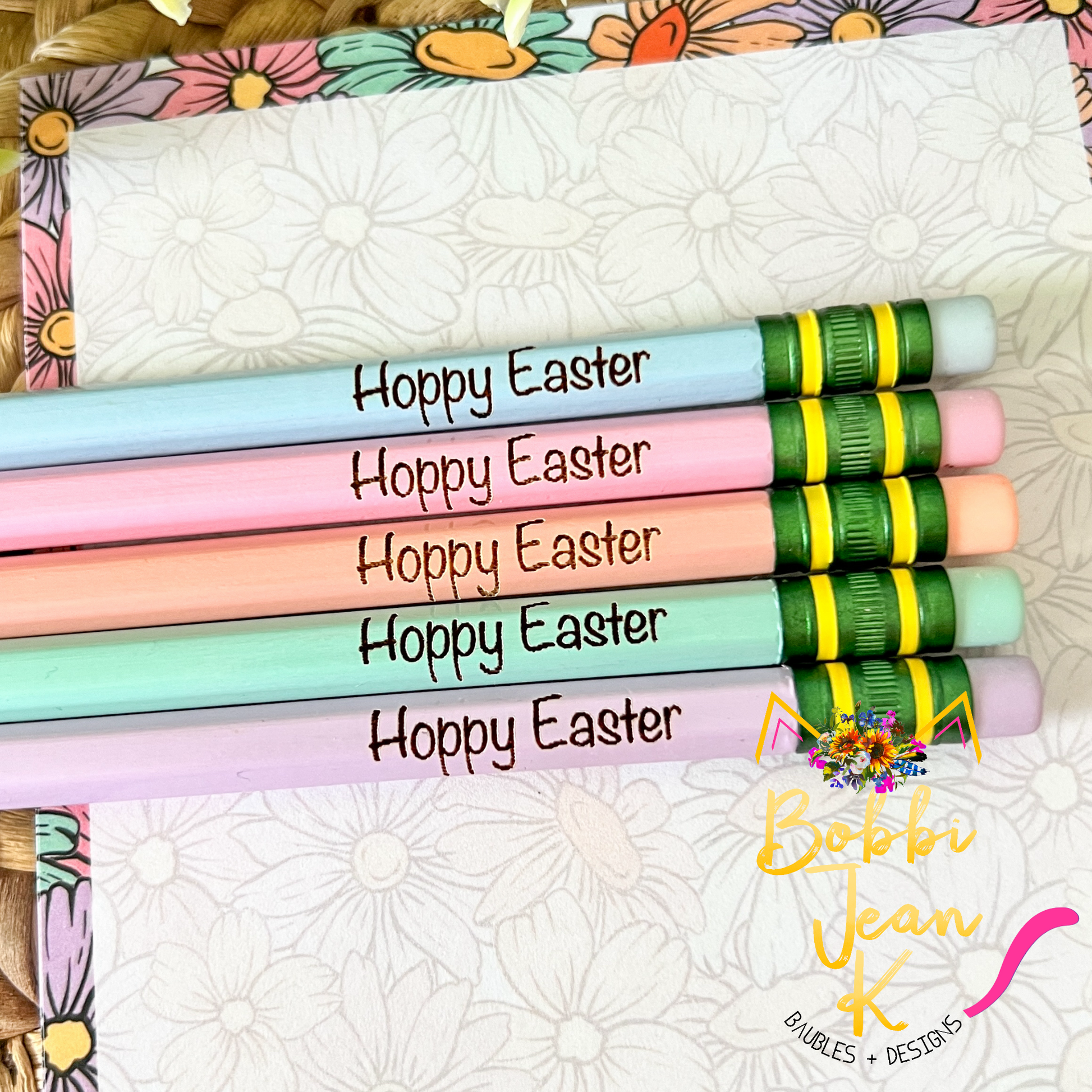 Hoppy Easter Engraved Ticonderoga Pastel Pencil Set
