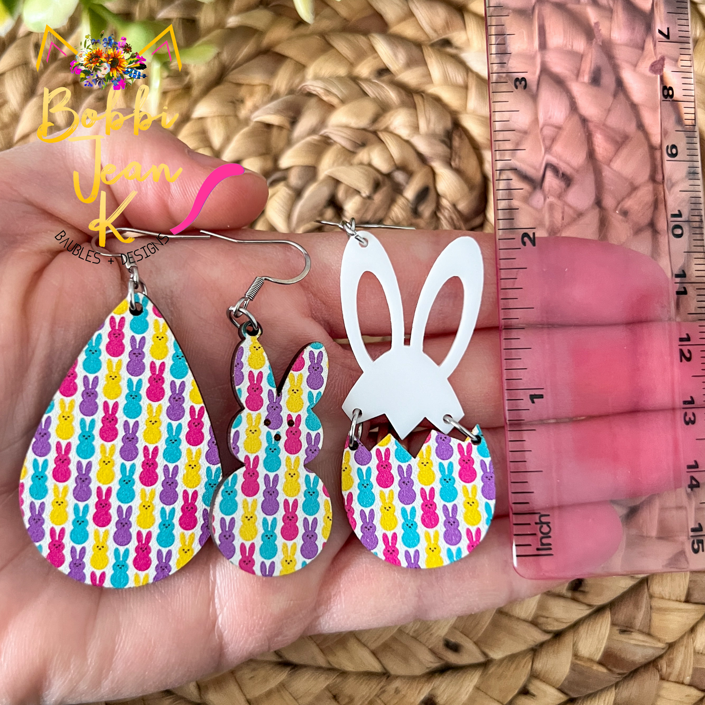 Colorful Bunnies Wood Earrings: Choose From 3 Styles