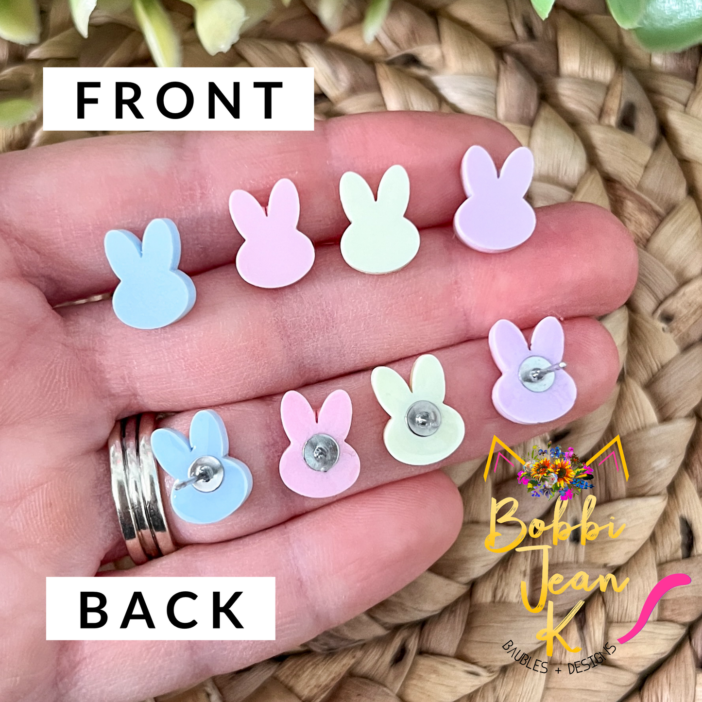 Mini Pastel Bunny Matte Acrylic Studs: Choose From 4 Colors