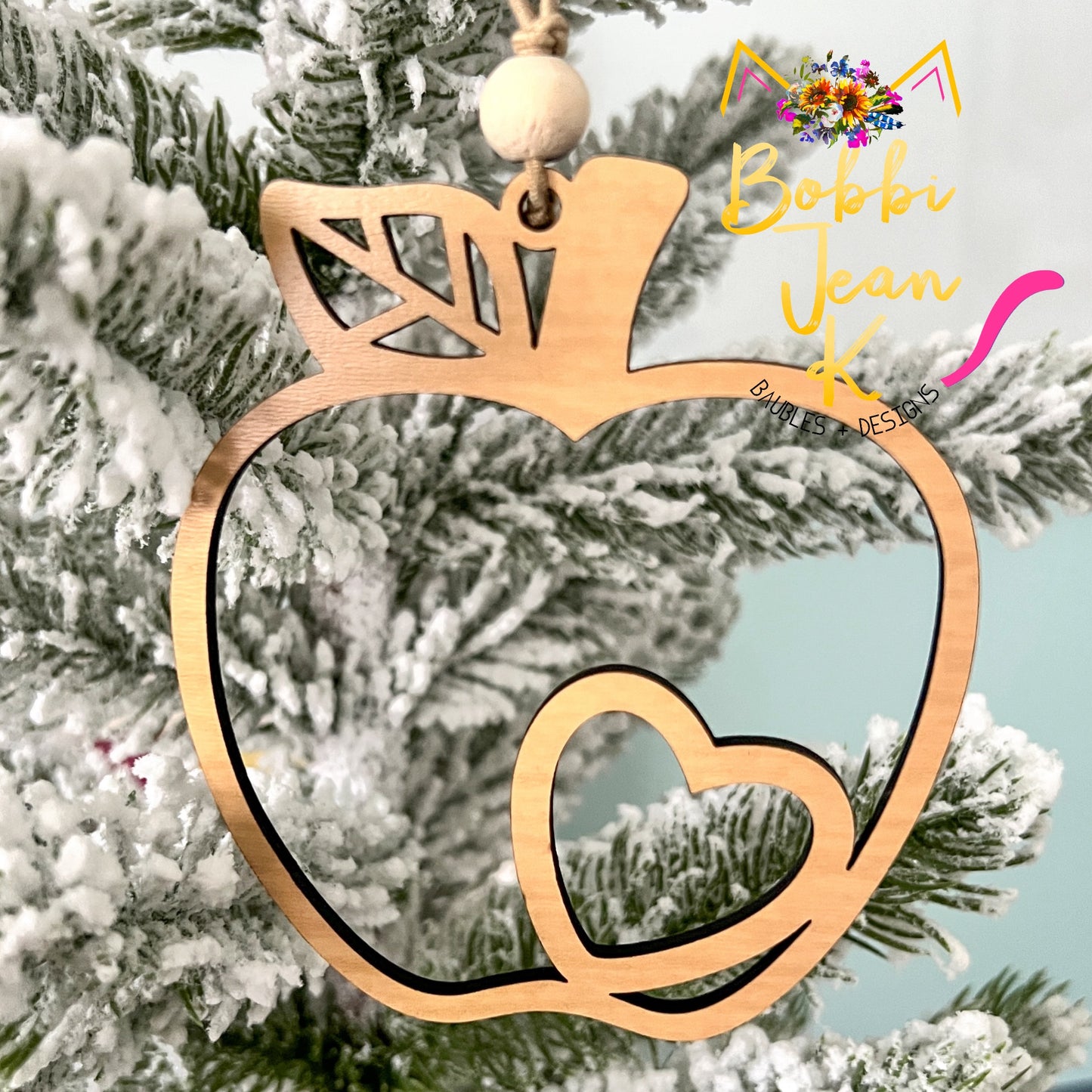 Apple "The Educator Orchard" Wood Story Ornament & Car Charm