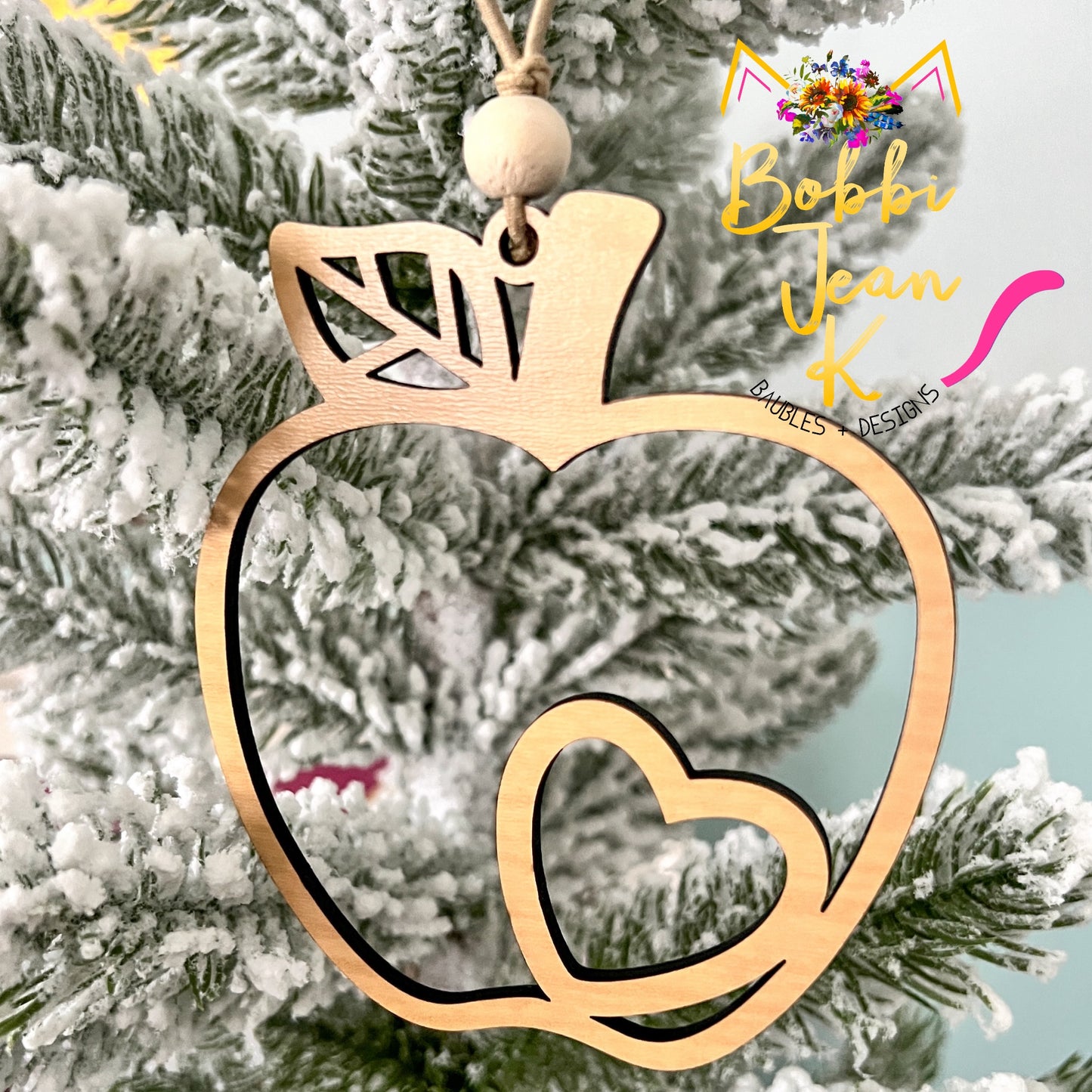 Apple "The Educator Orchard" Wood Story Ornament & Car Charm