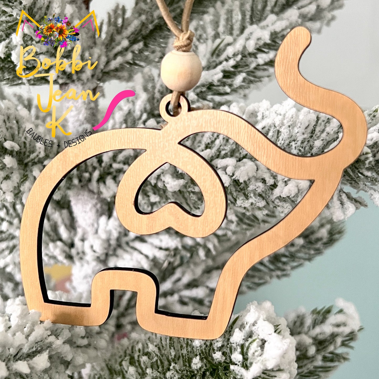 Elephant "The Unbreakable Bond of Sisterhood" Wood Story Ornament & Car Charm