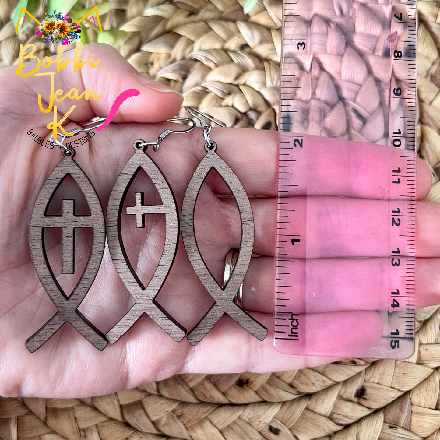 Ichthys ("Jesus Fish") Walnut Wood Earrings: Choose From 3 Styles