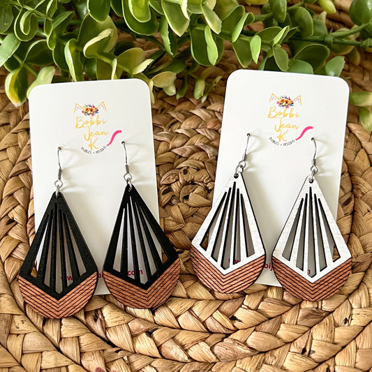 Sapele Wood Basic Teardrops: Choose Black or White