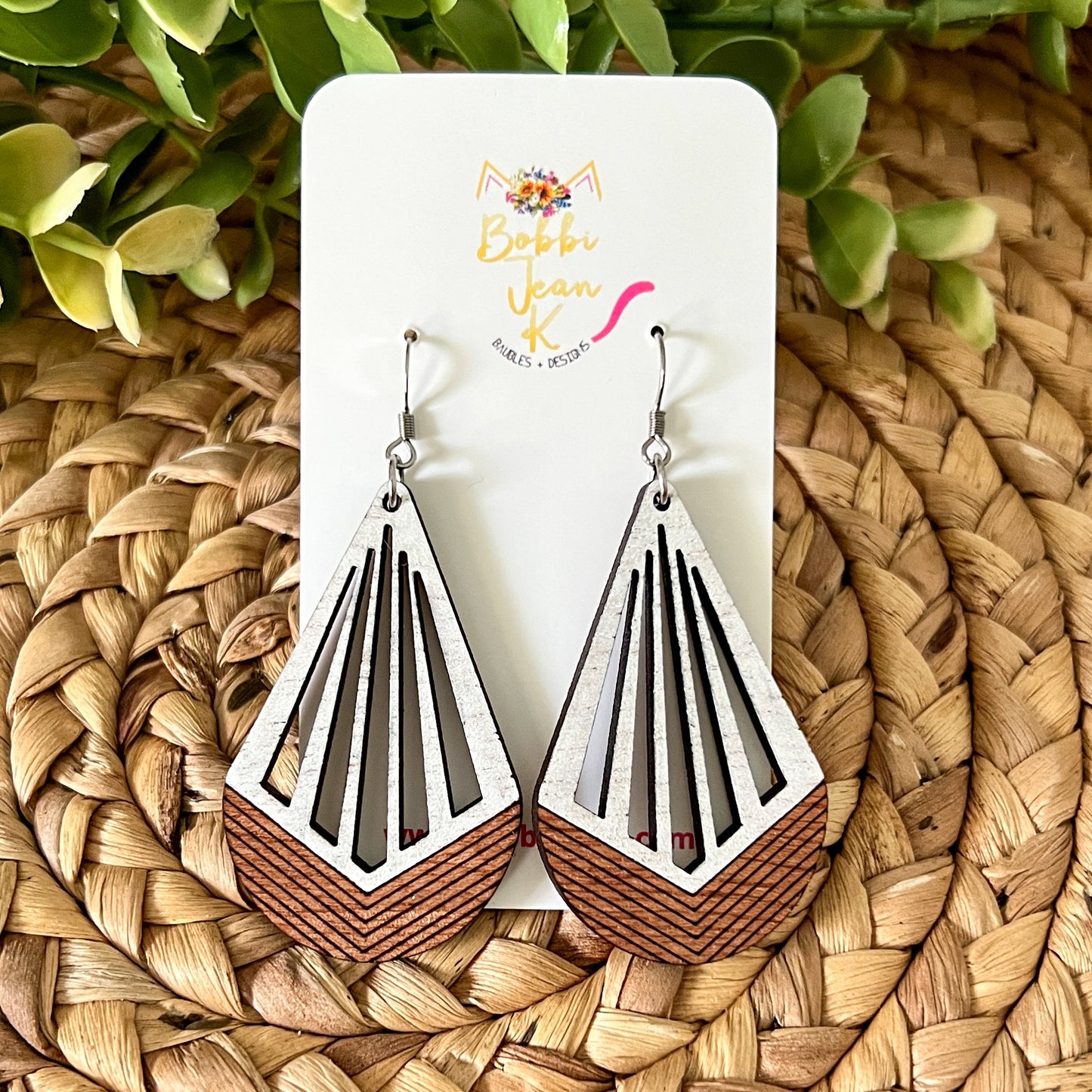 Sapele Wood Basic Teardrops: Choose Black or White