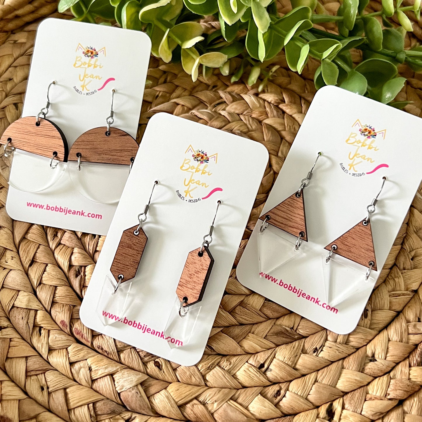 Wood & Acrylic Split Dangle Earrings: Choose From 3 Styles