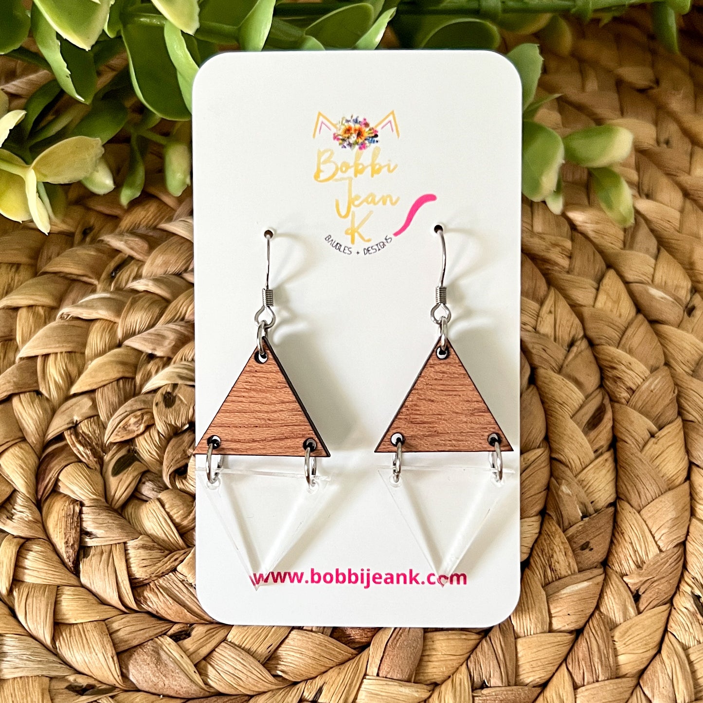 Wood & Acrylic Split Dangle Earrings: Choose From 3 Styles