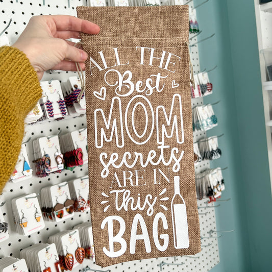 SALE: Wine Gift Bag: All the Best Mom Secrets Are in This Bag - Natural - ONLY ONE AVAILABLE