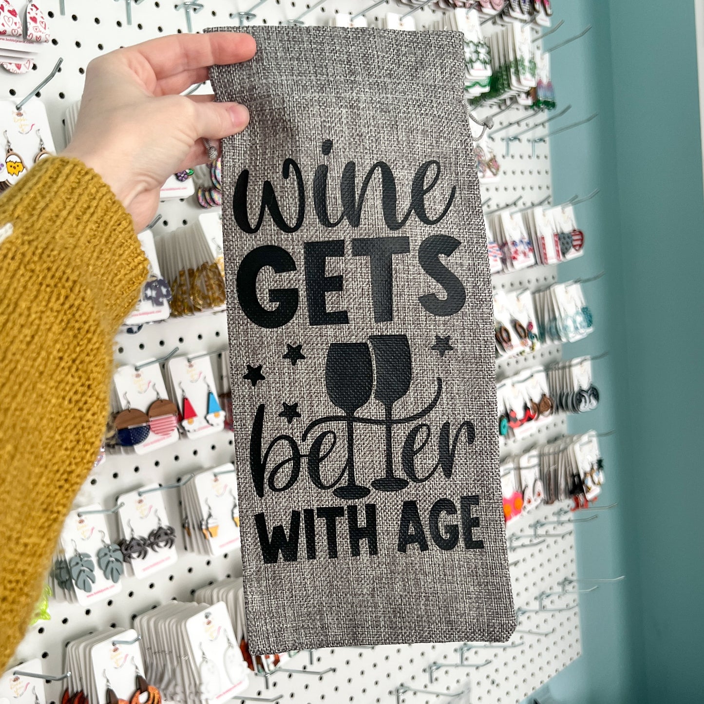 SALE: Wine Gift Bag: Wine Gets Better With Age - Gray - ONLY ONE AVAILABLE
