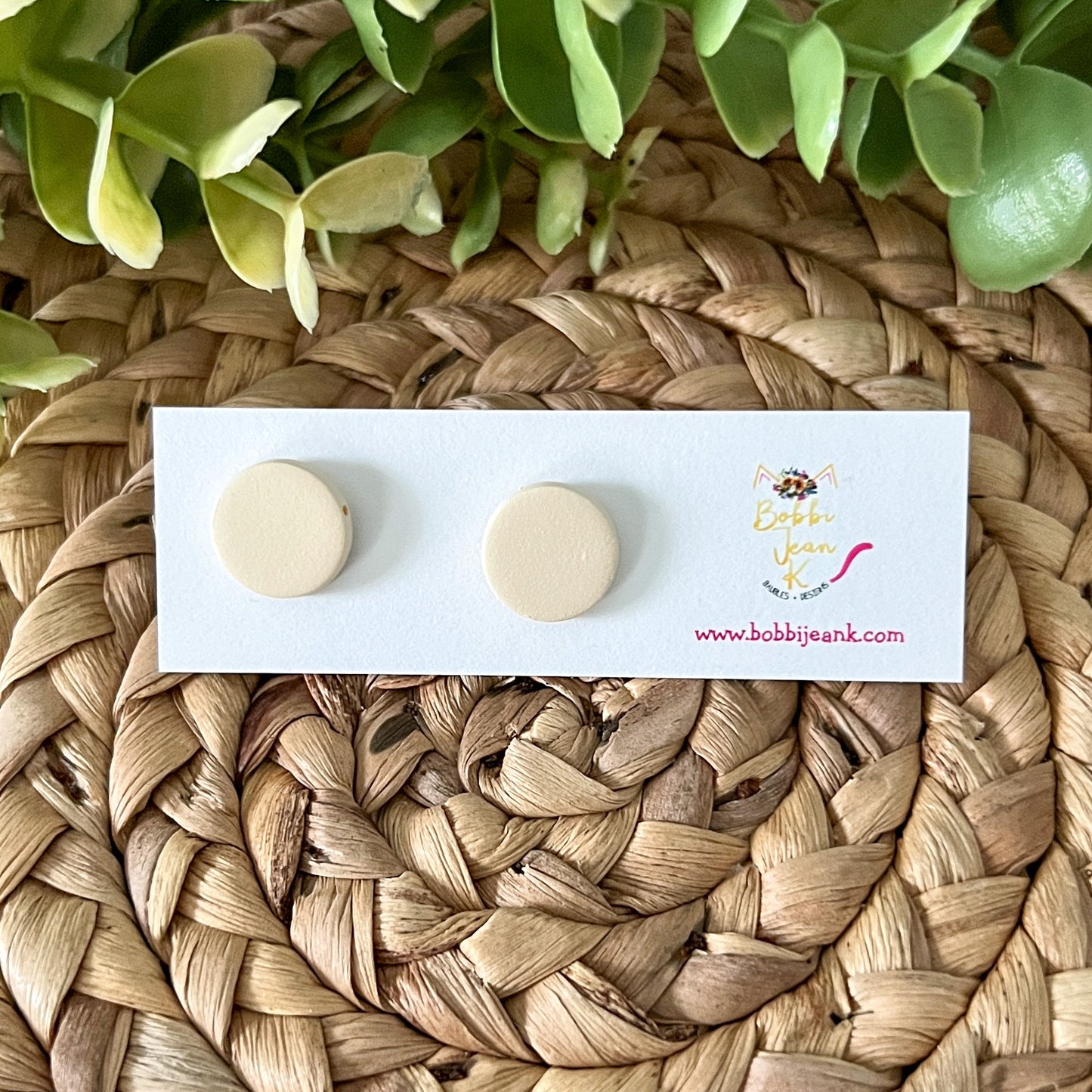 Solid Clay "Coin" Studs: Choose From 3 Colors
