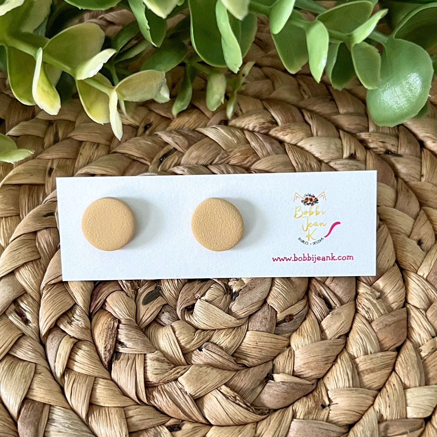 Solid Clay "Coin" Studs: Choose From 3 Colors