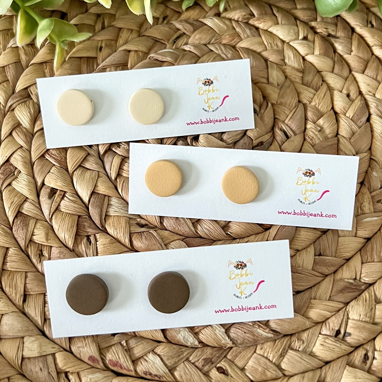 Solid Clay "Coin" Studs: Choose From 3 Colors