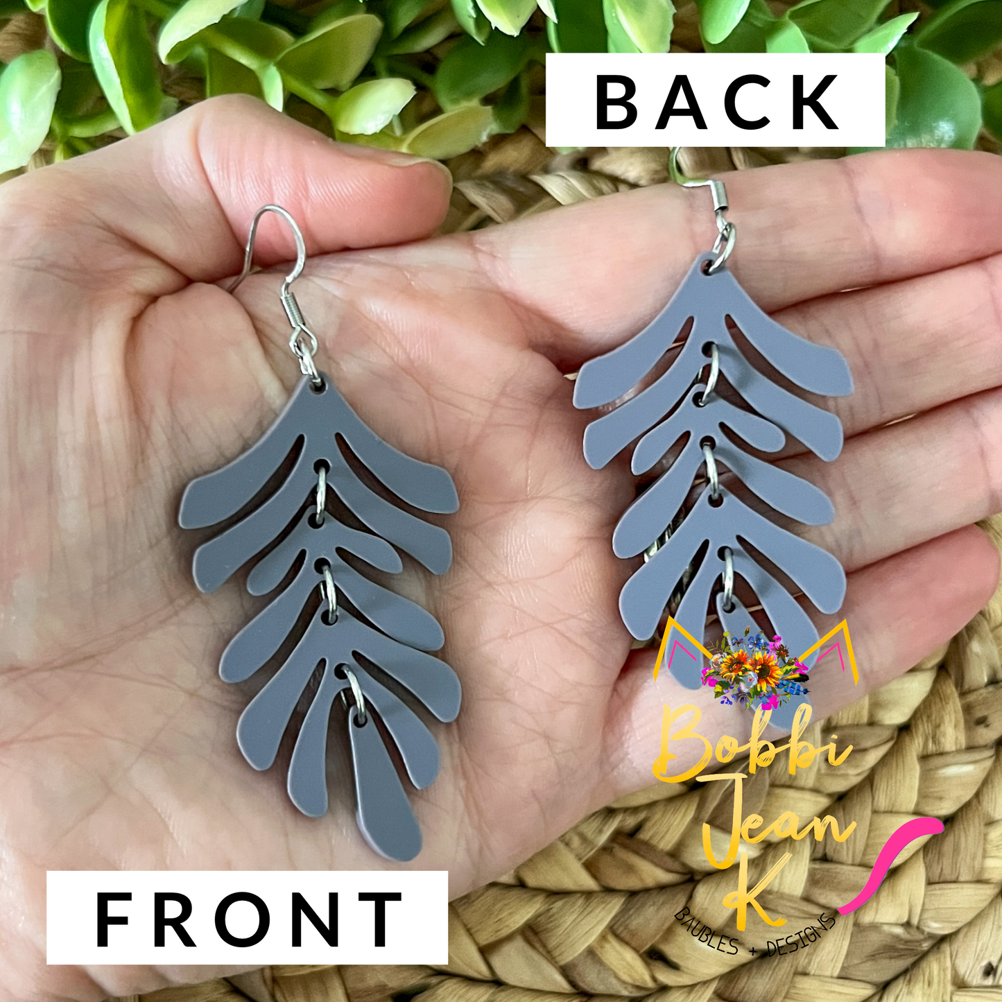 Purple Matte Acrylic Flowing Dangle Earrings (an August Bestie Box Pair)
