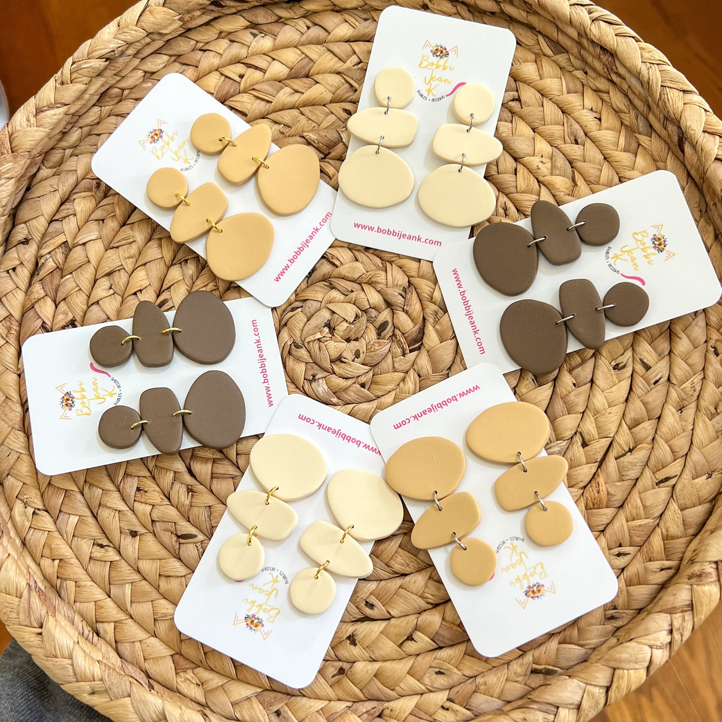 Organic Shape Clay Stud Dangles: Choose From 3 Colors