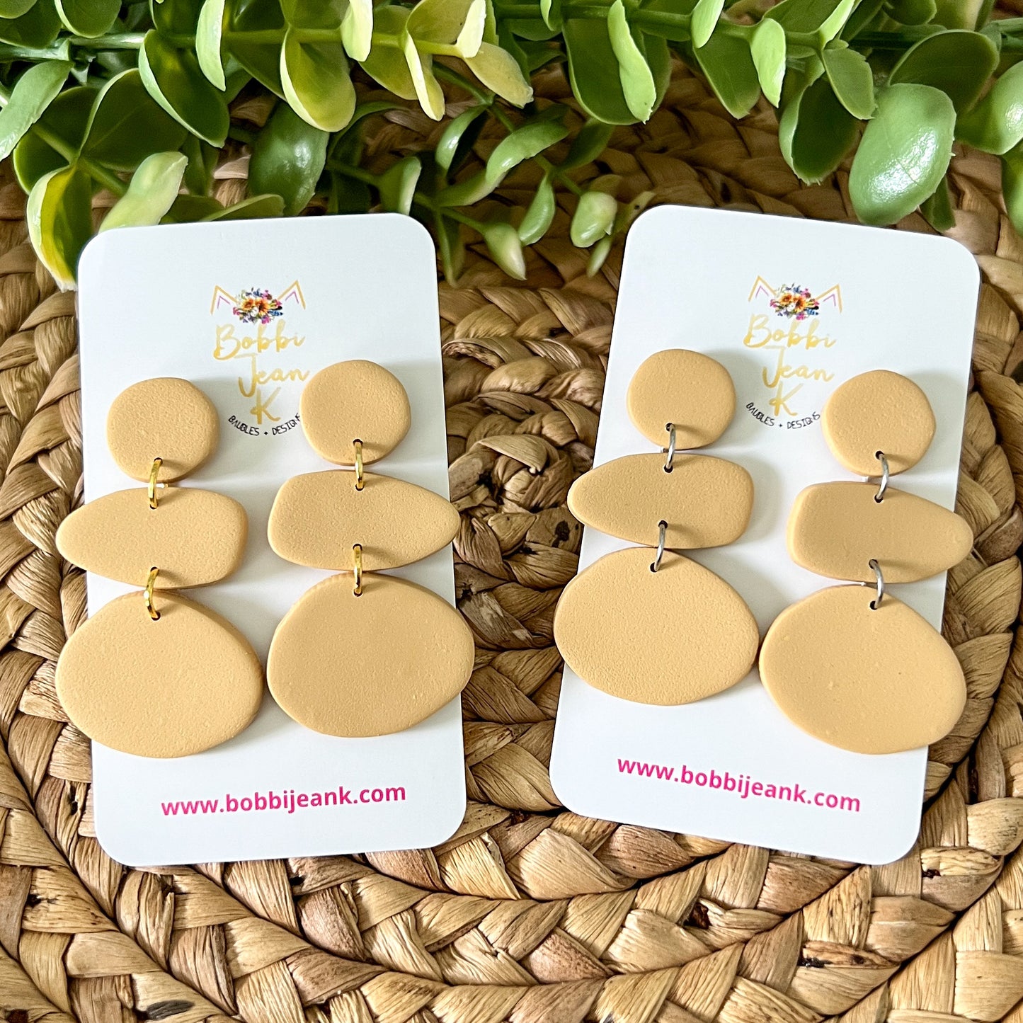 Organic Shape Clay Stud Dangles: Choose From 3 Colors