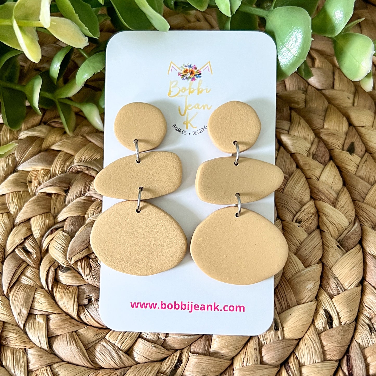 Organic Shape Clay Stud Dangles: Choose From 3 Colors