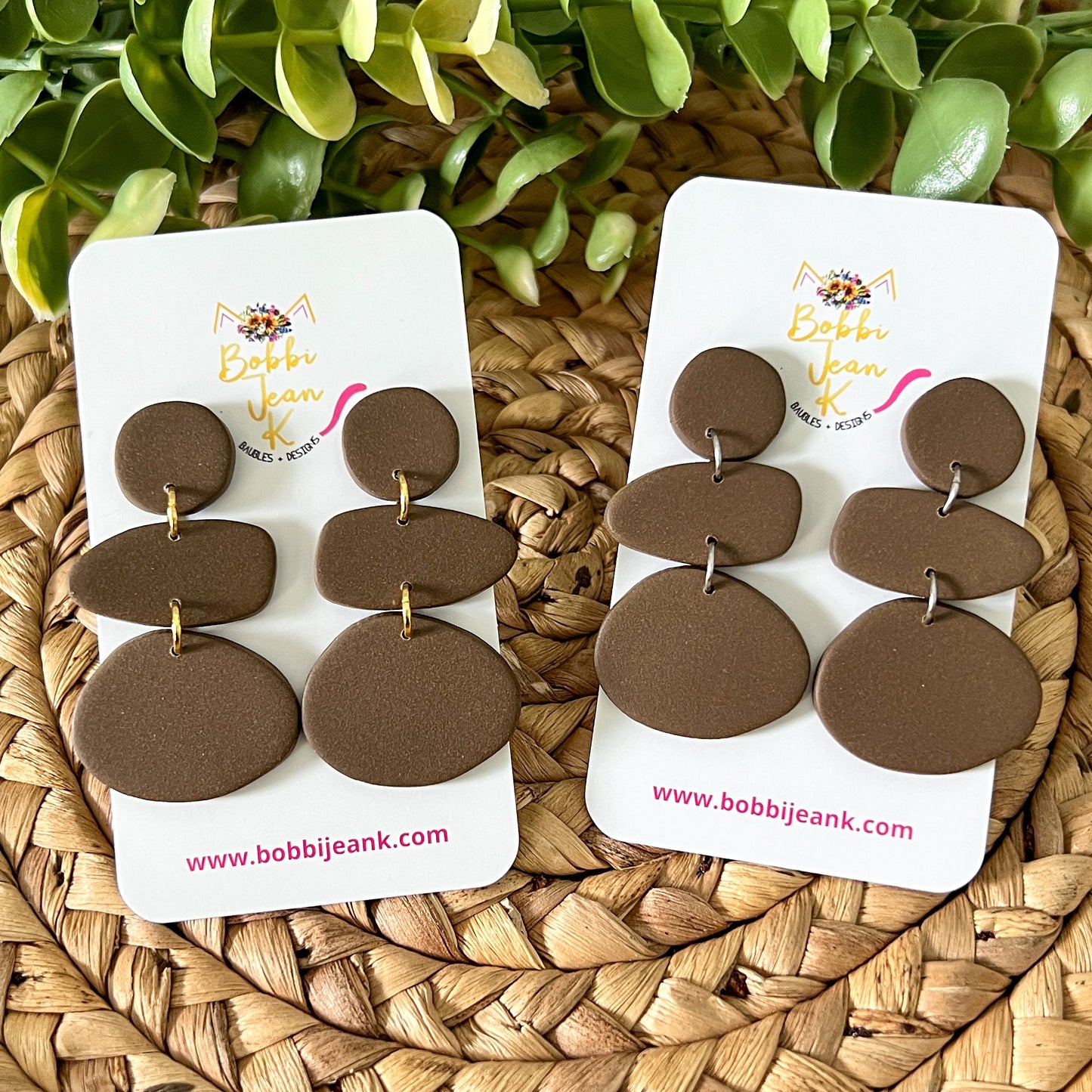 Organic Shape Clay Stud Dangles: Choose From 3 Colors