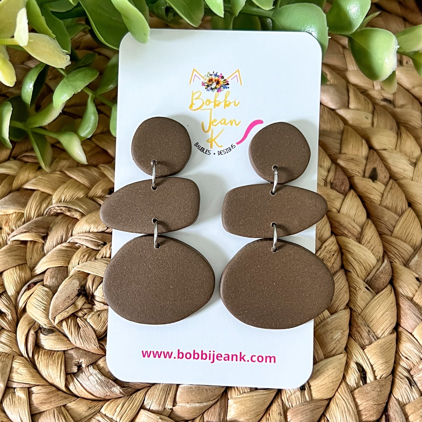 Organic Shape Clay Stud Dangles: Choose From 3 Colors
