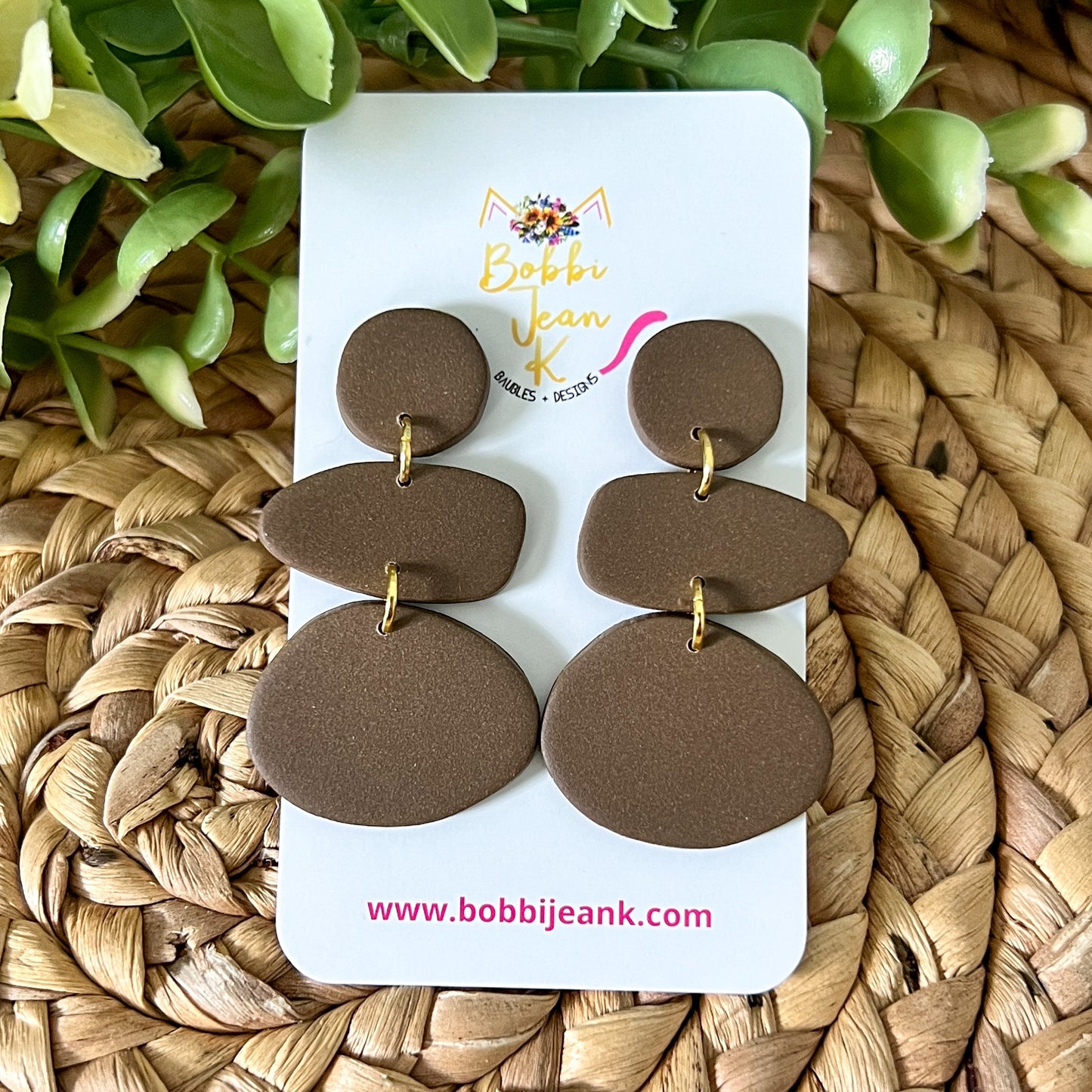 Organic Shape Clay Stud Dangles: Choose From 3 Colors