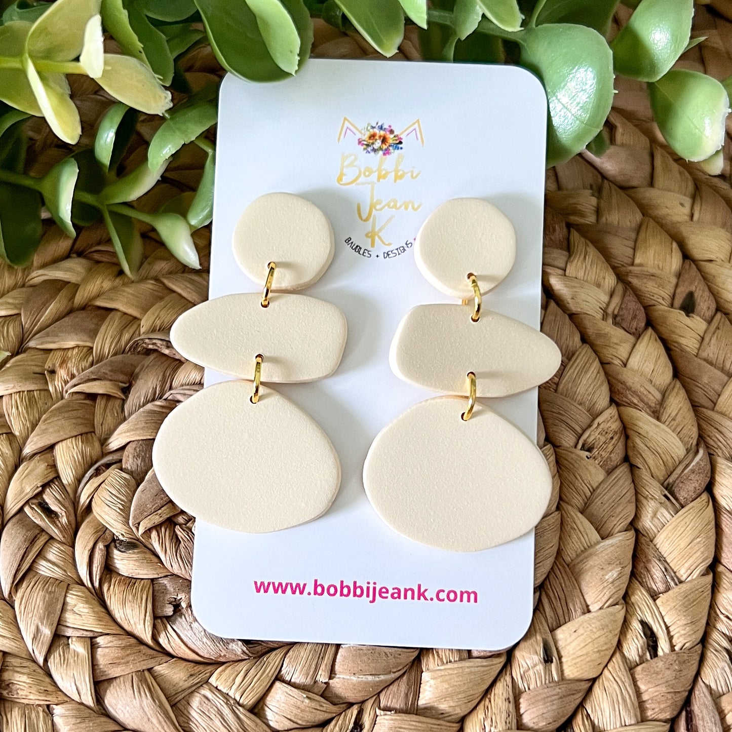 Organic Shape Clay Stud Dangles: Choose From 3 Colors