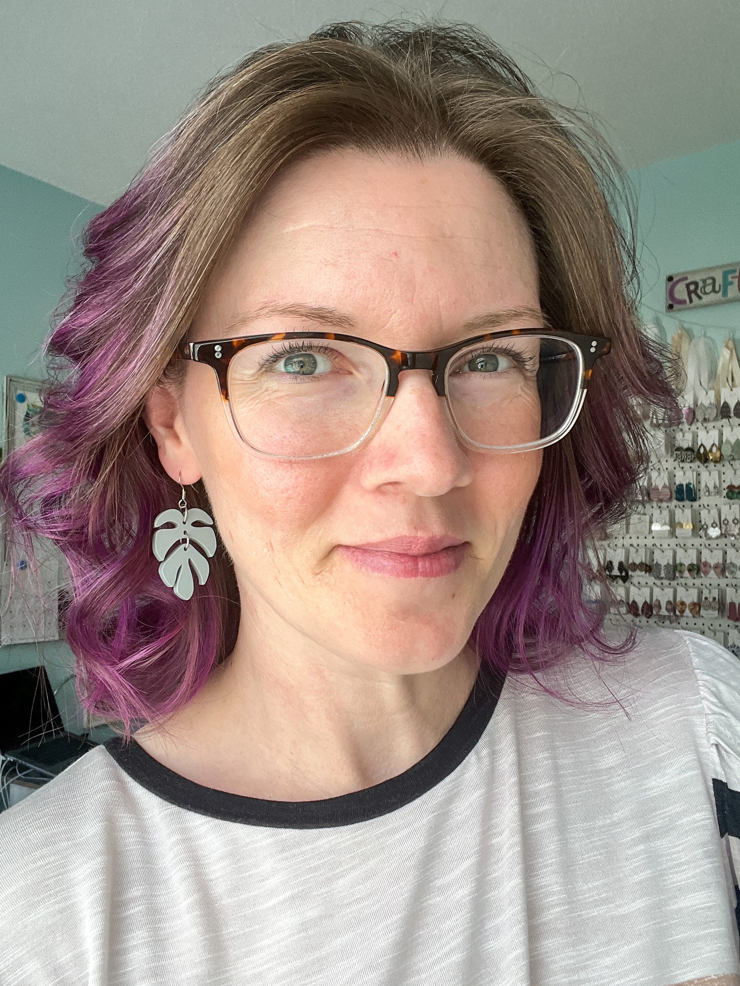 Sage Green Monstera Leaf Matte Acrylic Earrings (an August Bestie Box Pair)