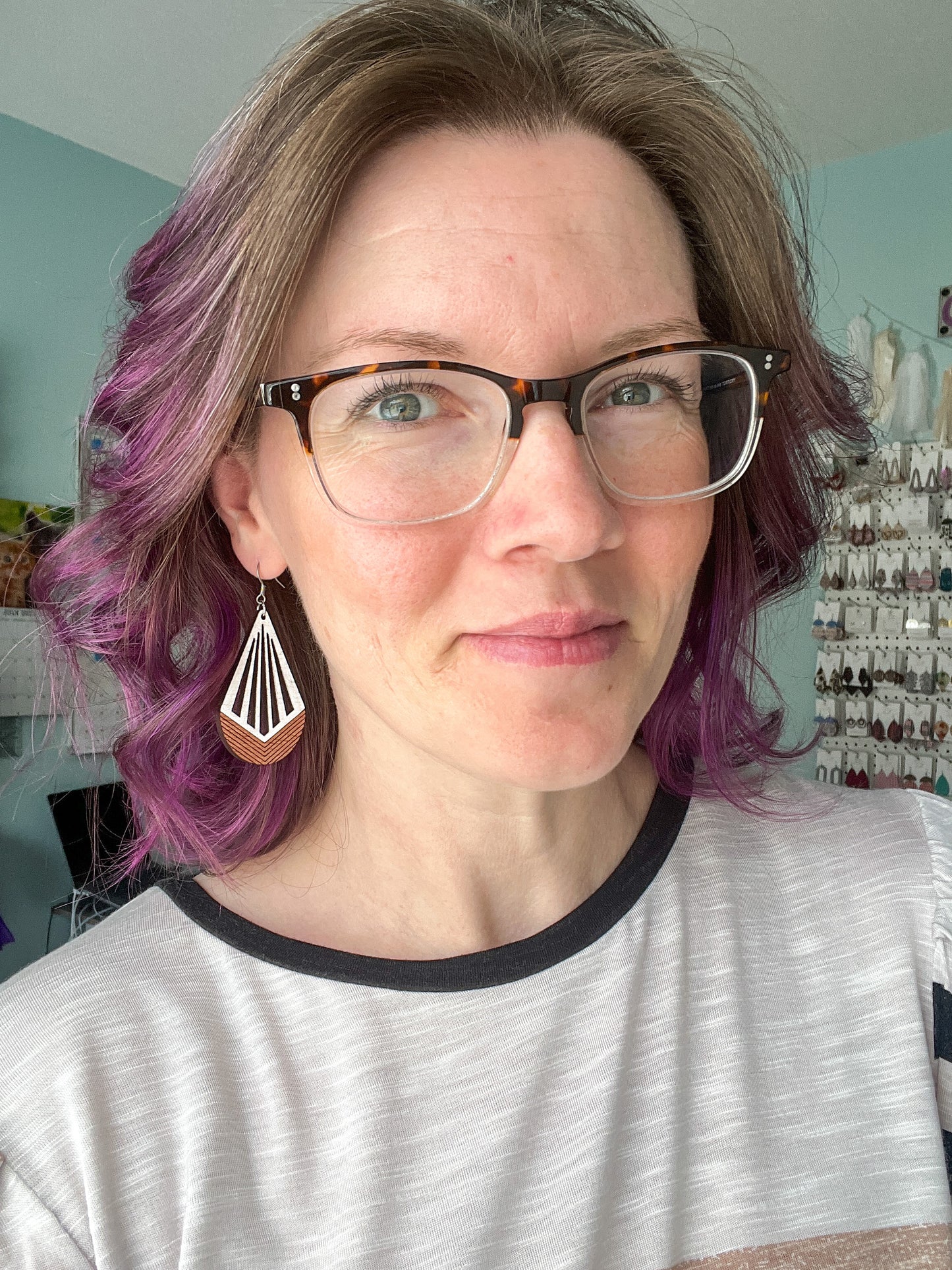 Sapele Wood Basic Teardrops: Choose Black or White