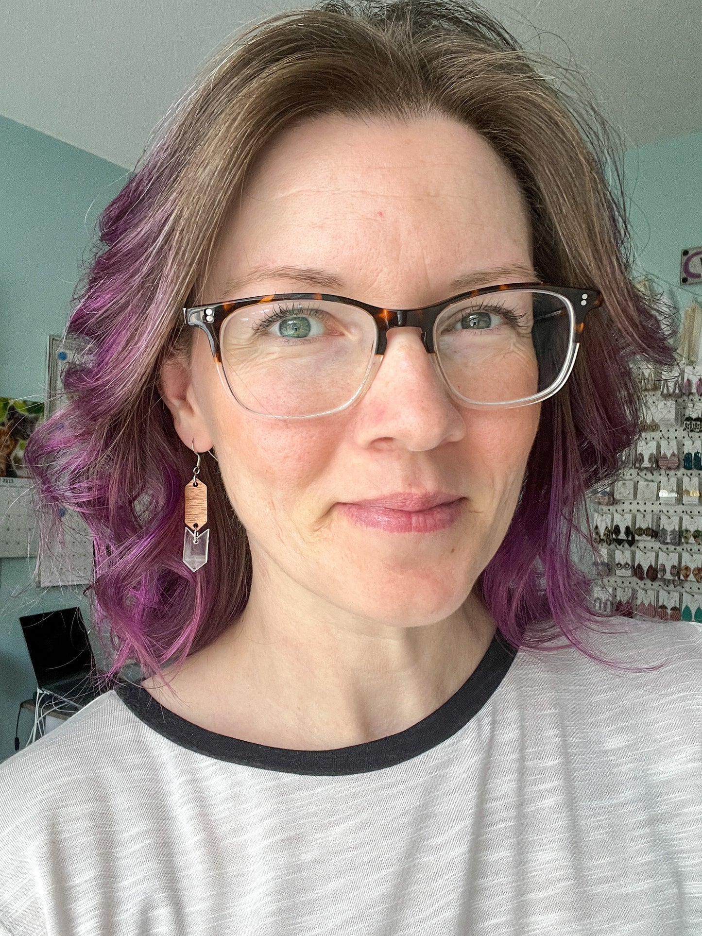 Wood & Acrylic Split Dangle Earrings: Choose From 3 Styles