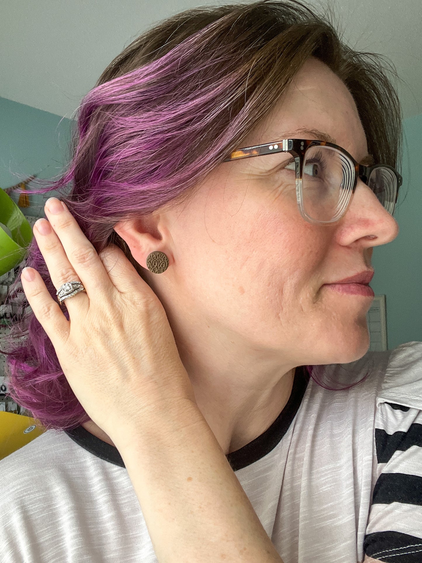 Lace Imprinted Clay "Coin" Studs: Choose From 3 Colors