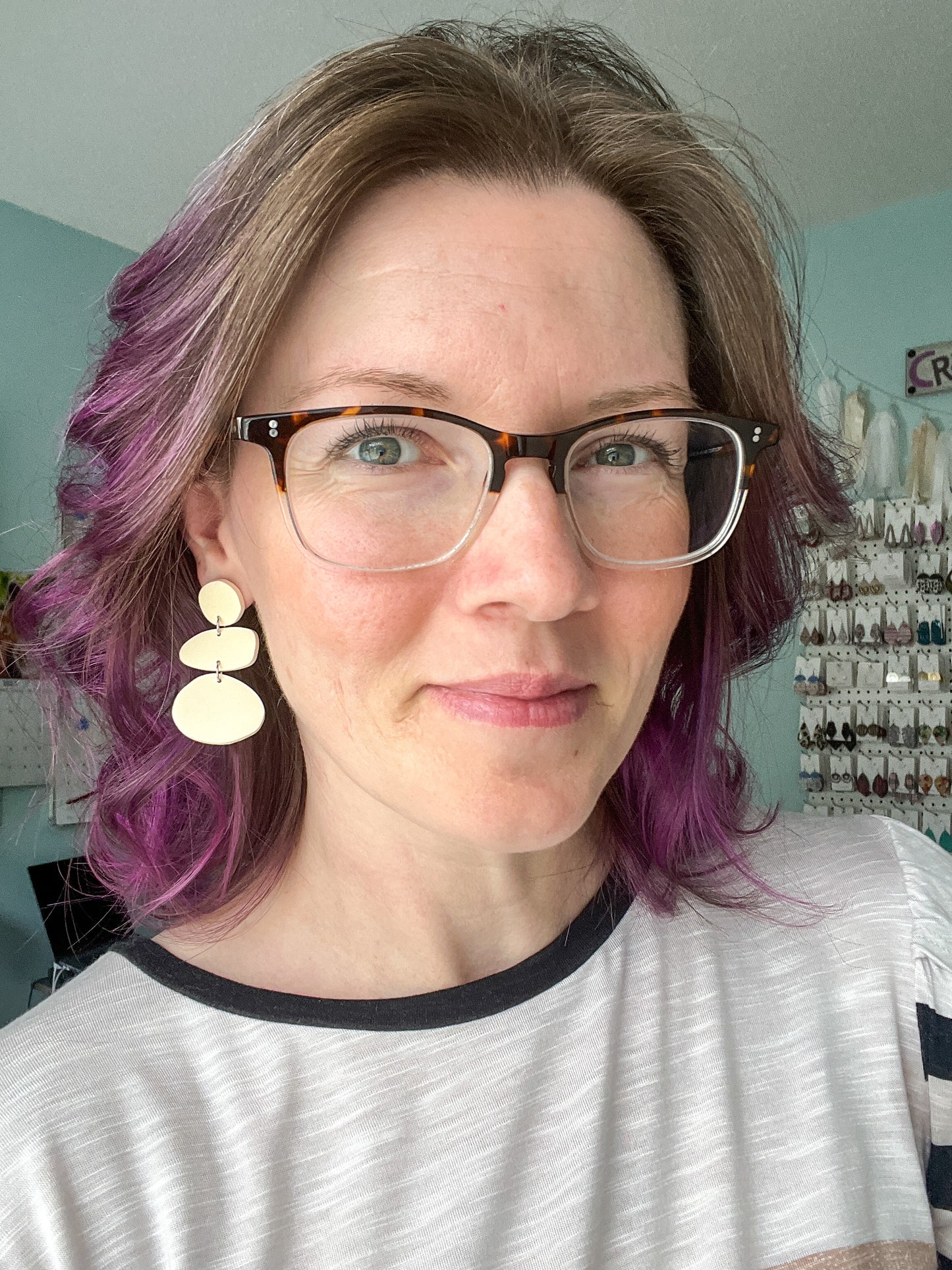 Organic Shape Clay Stud Dangles: Choose From 3 Colors