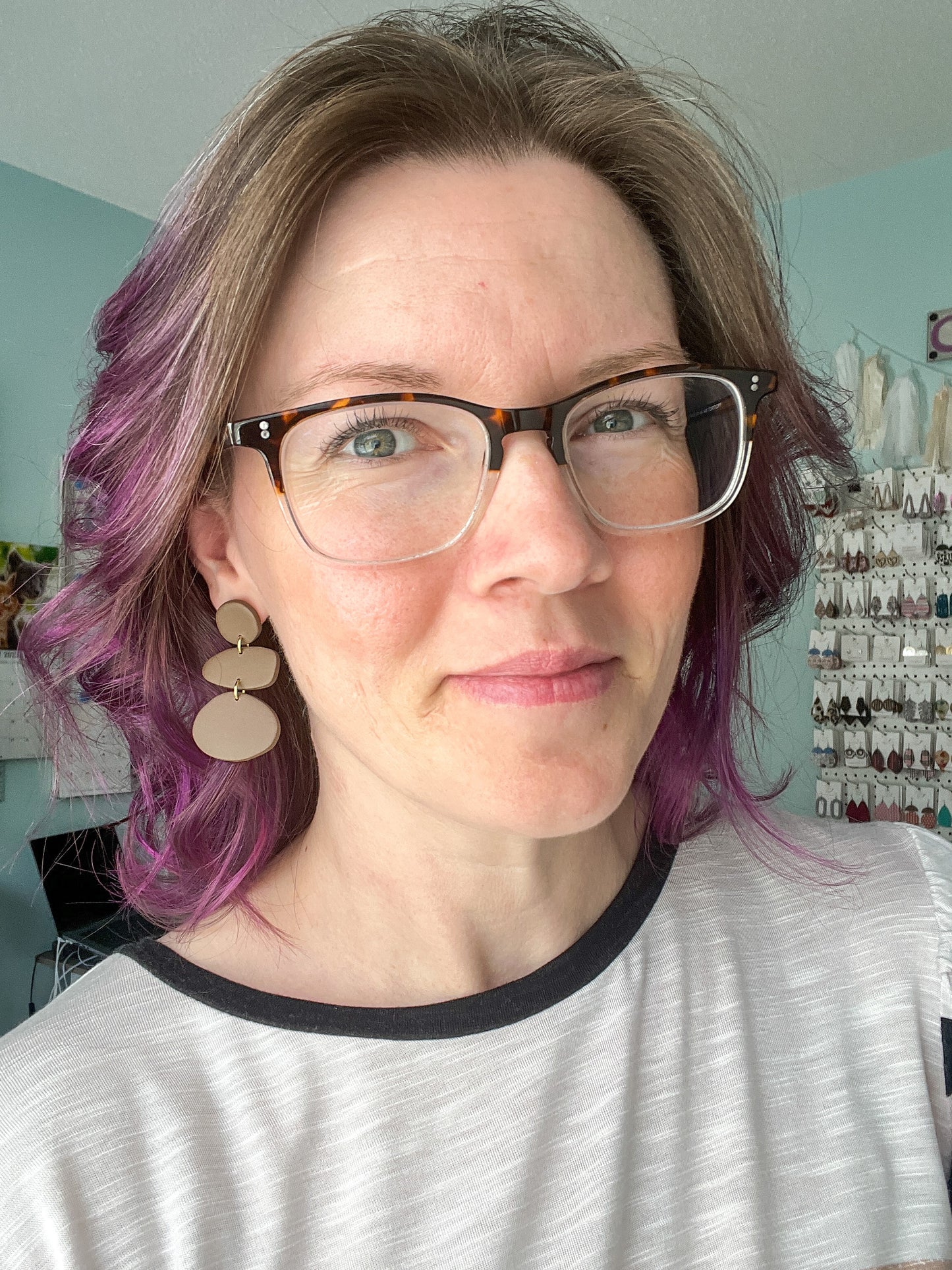Organic Shape Clay Stud Dangles: Choose From 3 Colors