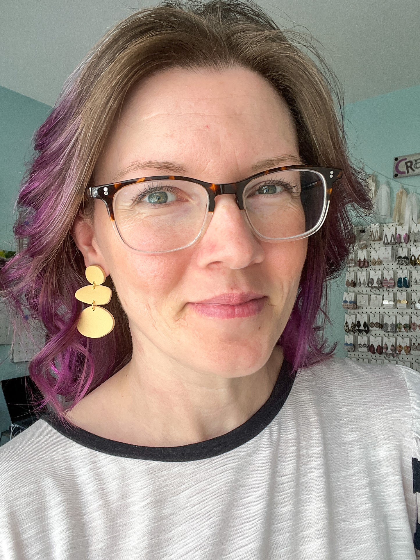 Organic Shape Clay Stud Dangles: Choose From 3 Colors