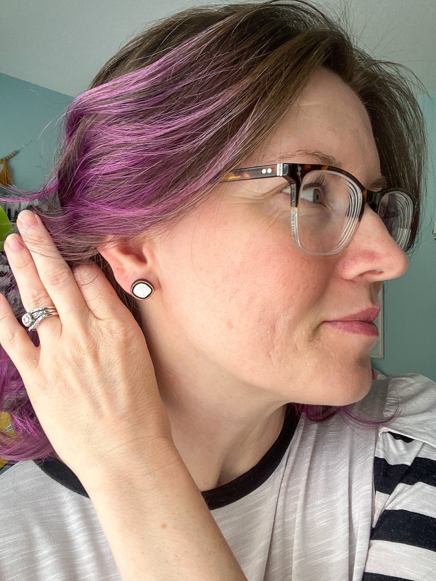 White Hand Painted & Resined Wood Studs: Choose from 4 Styles