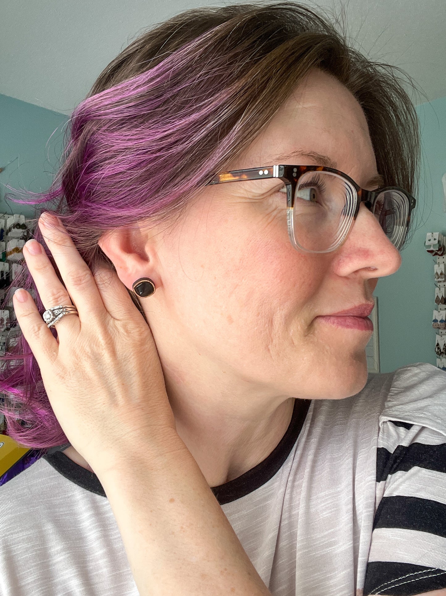 Black Hand Painted & Resined Wood Studs: Choose from 4 Styles