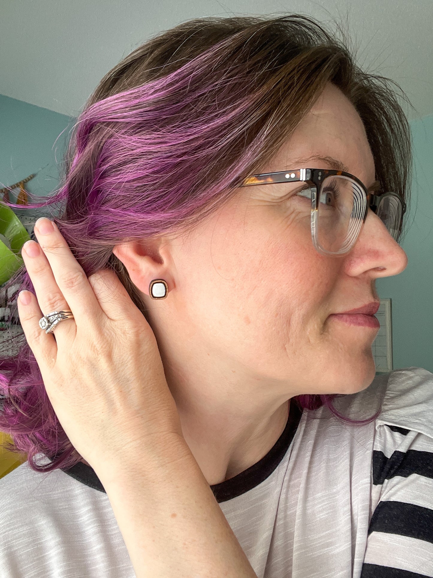 White Hand Painted & Resined Wood Studs: Choose from 4 Styles