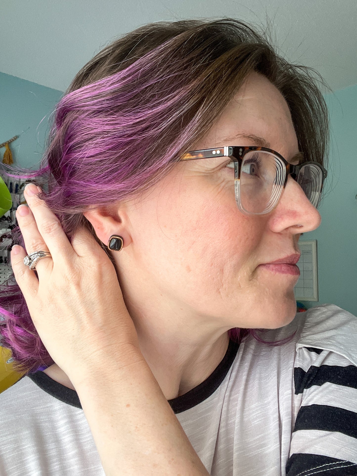 Black Hand Painted & Resined Wood Studs: Choose from 4 Styles