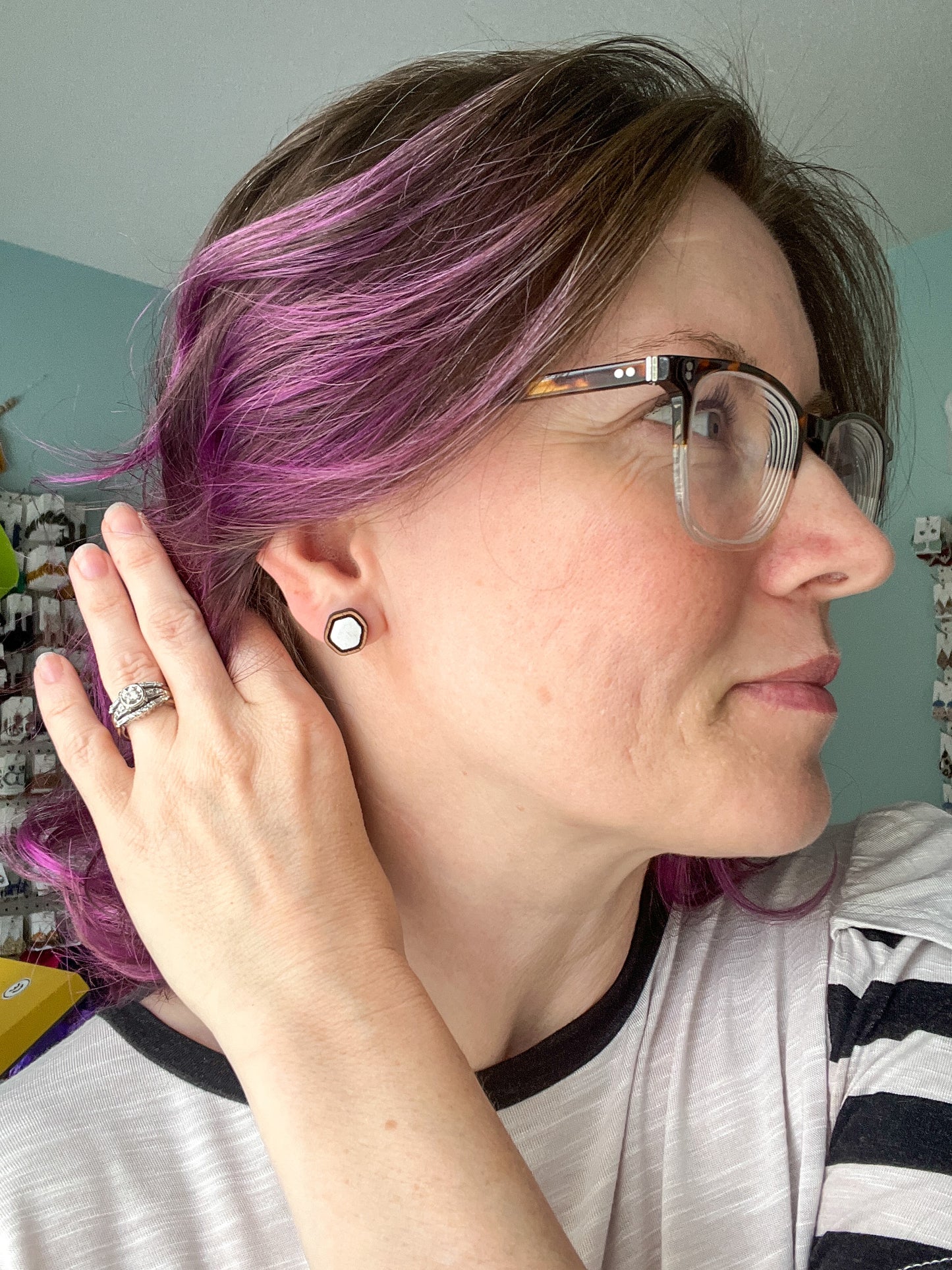 White Hand Painted & Resined Wood Studs: Choose from 4 Styles