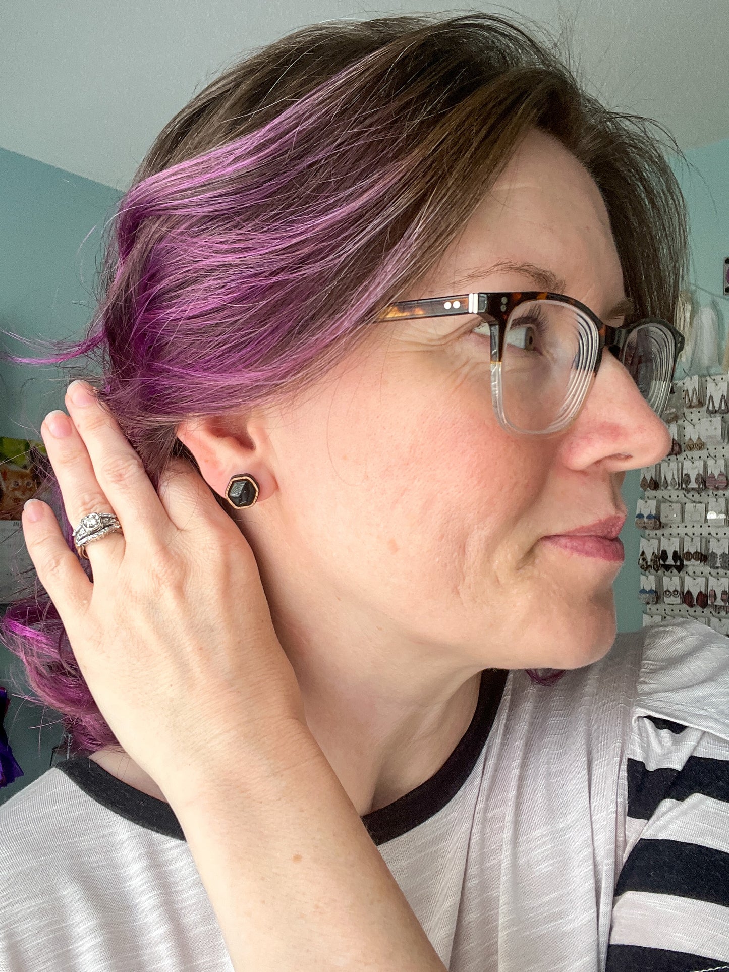 Black Hand Painted & Resined Wood Studs: Choose from 4 Styles