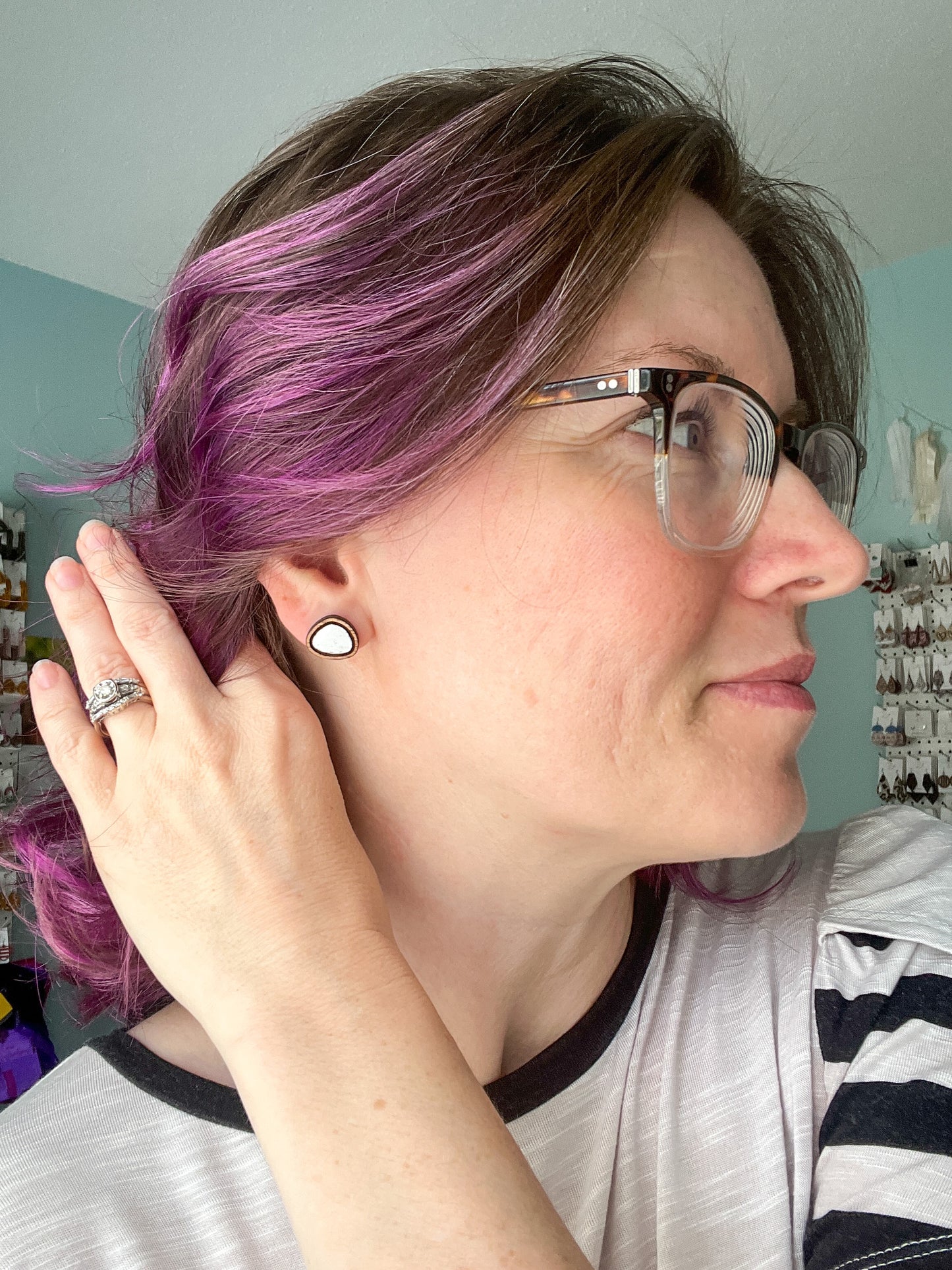 White Hand Painted & Resined Wood Studs: Choose from 4 Styles