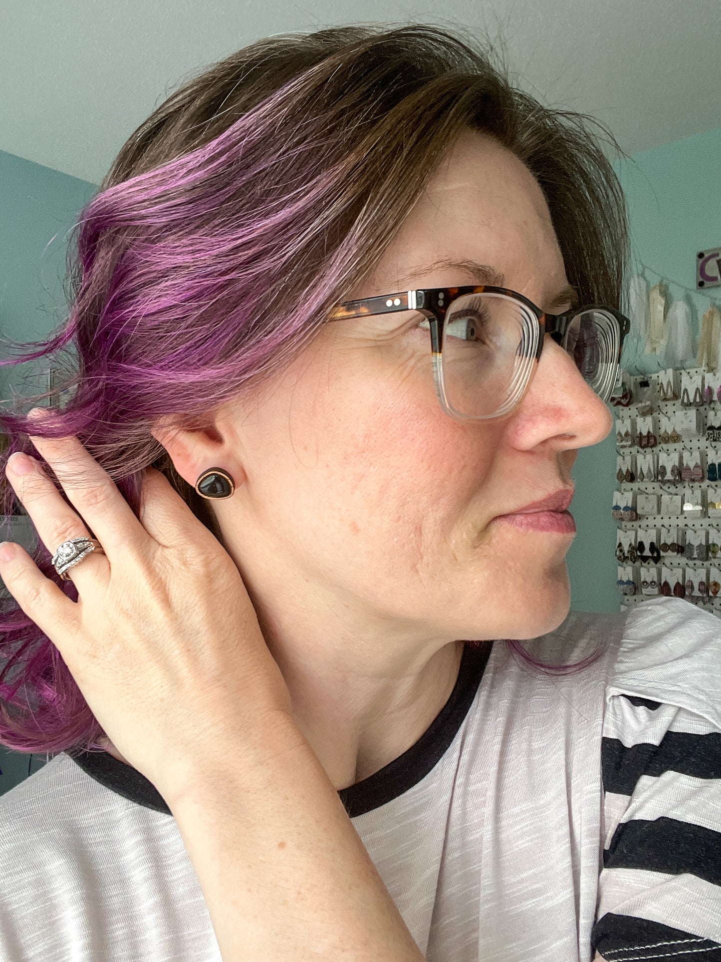 Black Hand Painted & Resined Wood Studs: Choose from 4 Styles