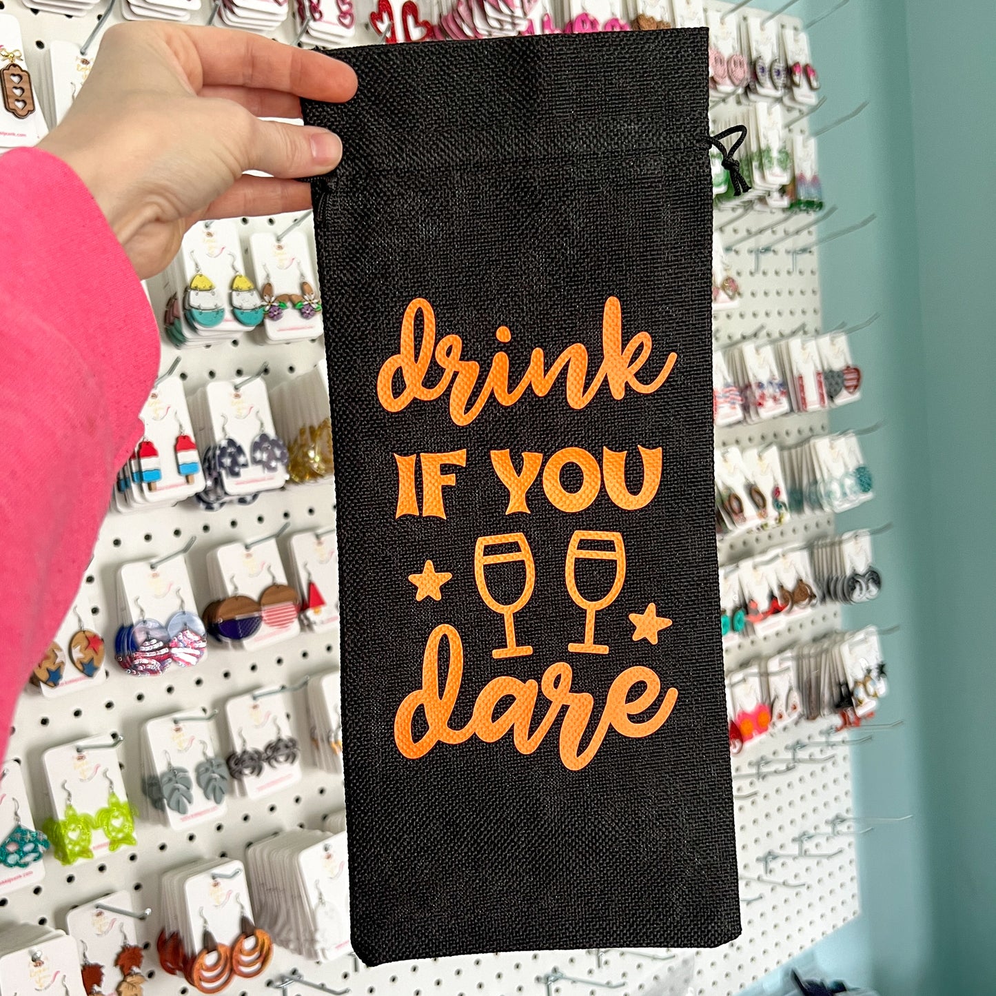 SALE: Wine Gift Bag: Drink if You Dare - Black - ONLY ONE AVAILABLE