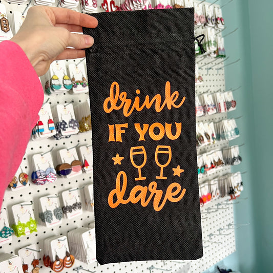 SALE: Wine Gift Bag: Drink if You Dare - Black - ONLY ONE AVAILABLE